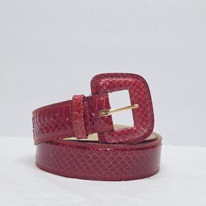 Vintage Genuine Snake Skin Belt Women's M In Hot Pink Fuchsia Boho Chic Exotic
